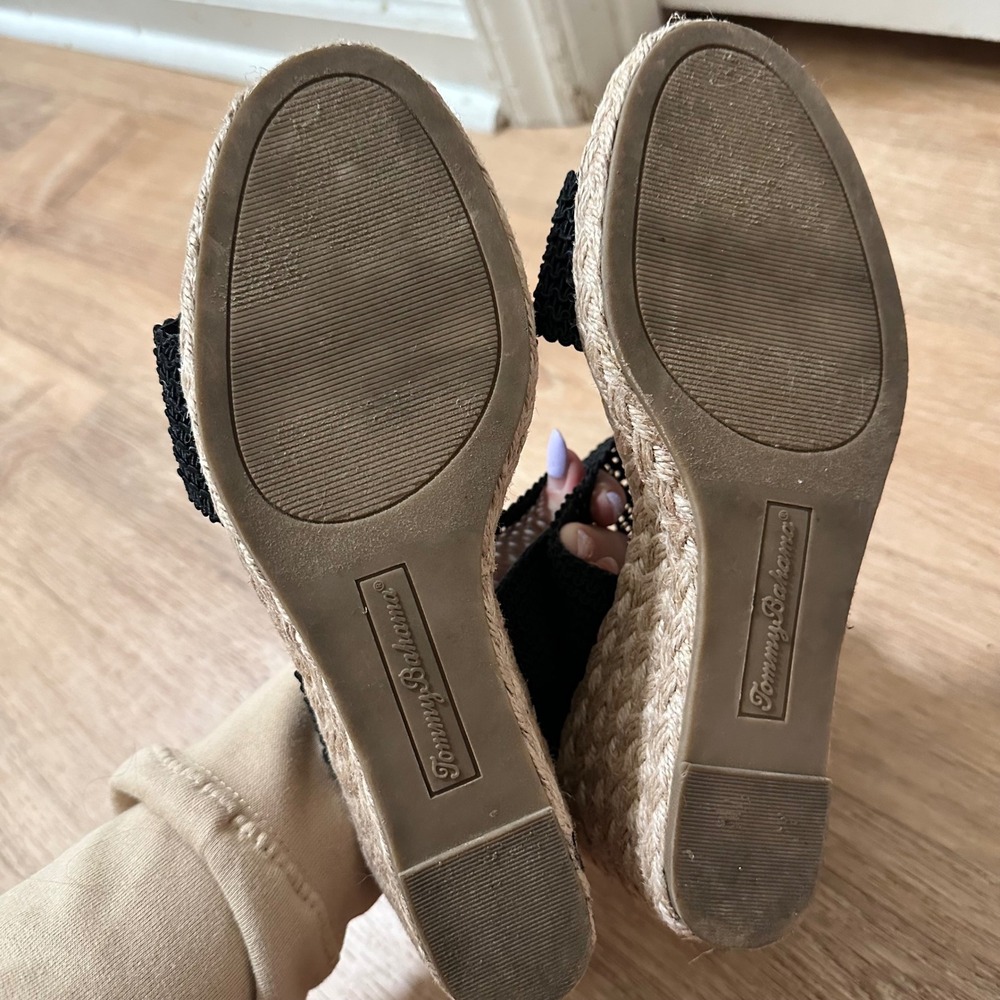Tommy Bahama | Woman's Sakura Black Crochet Espadrille Wedge Sandals, Size 8M - Picture 4 of 7